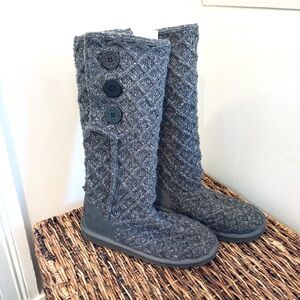 UGG Lattice Cardy Tall Winter Boots Gray Knit Cuffable Size Women’s 7